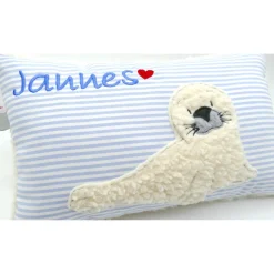 Kissen mit Namen Robbe Robbi Namenskissen Taufkissen Kuschelkissen Kindergartenkissen Geburtsgeschenk
