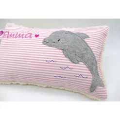Kissen mit Namen Tümmler Delfin Delphin Wal Namenskissen Taufkissen Kuschelkissen Kindergartenkissen Geburtsgeschenk