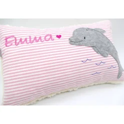 Kissen mit Namen Tümmler Delfin Delphin Wal Namenskissen Taufkissen Kuschelkissen Kindergartenkissen Geburtsgeschenk