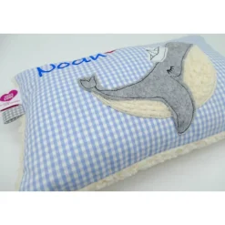 Kissen mit Namen, Wal Fisch Namenskissen Taufkissen Kuschelkissen Kindergartenkissen Geburtsgeschenk