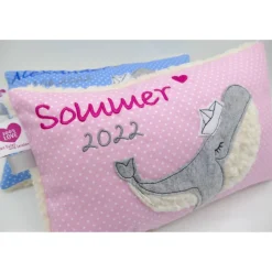 Kissen mit Namen, Wal Fisch Namenskissen Taufkissen Kuschelkissen Kindergartenkissen Geburtsgeschenk