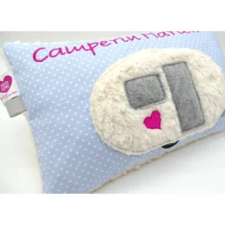 Kissen mit Namen Wohnwagen Camping Namenskissen Taufkissen Kuschelkissen Kindergartenkissen Geburtsgeschenk