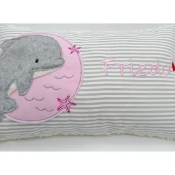 Kissen mit Namen,Delfin Delphin Wal Fisch Namenskissen Taufkissen Kuschelkissen Kindergartenkissen Geburtsgeschenk