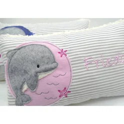 Kissen mit Namen,Delfin Delphin Wal Fisch Namenskissen Taufkissen Kuschelkissen Kindergartenkissen Geburtsgeschenk