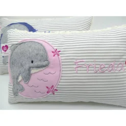 Kissen mit Namen,Delfin Delphin Wal Fisch Namenskissen Taufkissen Kuschelkissen Kindergartenkissen Geburtsgeschenk