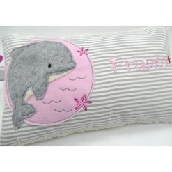 Kissen mit Namen,Delfin Delphin Wal Fisch Namenskissen Taufkissen Kuschelkissen Kindergartenkissen Geburtsgeschenk