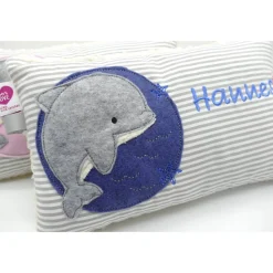 Kissen mit Namen,Delfin Delphin Wal Fisch Namenskissen Taufkissen Kuschelkissen Kindergartenkissen Geburtsgeschenk
