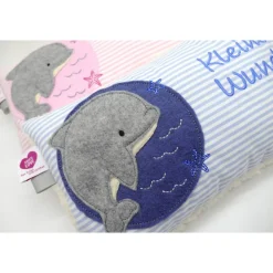 Kissen mit Namen,Delfin Delphin Wal Fisch Namenskissen Taufkissen Kuschelkissen Kindergartenkissen Geburtsgeschenk