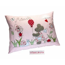 Kissen Namenskissen Kinderkissen ...kleine Blumenwiese...hellblau...Häschen