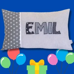 Kissen personalisiert mit Namen – Geschenk zur Geburt, Taufe, Kommunion, Firmung & Geburtstag