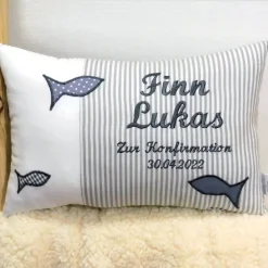 Kissen zur Kommunion oder Konfirmation, Kissen mit Namen, Namenskissen Geschenk für Mädchen und Jungen
