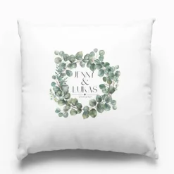 Kissenbezug 40x40 cm – personalisierbar mit Name & Datum, Hochzeitskissen, Geschenkidee für Paare