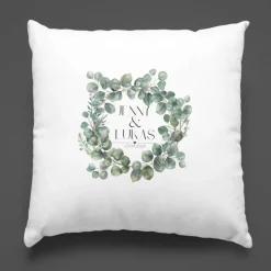 Kissenbezug 40x40 cm – personalisierbar mit Name & Datum, Hochzeitskissen, Geschenkidee für Paare