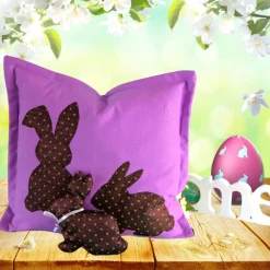 Kissenbezug 40x40/ Kissenhülle Ostern/ Osterhase aus Stoff /Ostergeschenk /Sofa Kissen / Osterhasen Deko / Kissen Lila