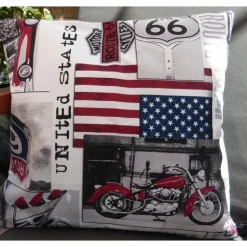 Kissenhülle 'Route 66', Motorrad, Unikat von hessmade