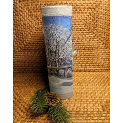 Klappdeckelbox mit Serviettenmotiv " Winterlandschaft " mit silberner Aufschrift