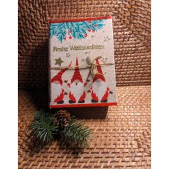 Klappdeckelbox mit Serviettenmotiv " Weihnachtswichtel " Gold