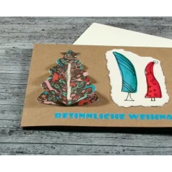 Klappkarte **Baum türkis** von ZWEIFARBIG Kraftpapier Weihnachtsgrüße Frohe Weihnachten Baum
