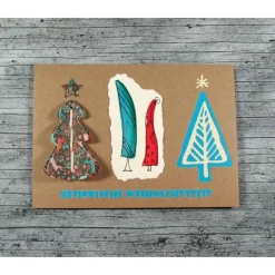 Klappkarte **Baum türkis** von ZWEIFARBIG Kraftpapier Weihnachtsgrüße Frohe Weihnachten Baum