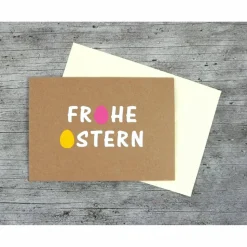 Klappkarte **Bunte Eier** von ZWEIFARBIG Kraftpapier Grußkarte Osterei Ostergrüße Frohe Ostern
