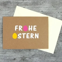 Klappkarte **Bunte Eier** von ZWEIFARBIG Kraftpapier Grußkarte Osterei Ostergrüße Frohe Ostern