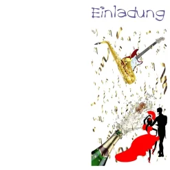 Klappkarte, Einladung,  für jeden Anlass geeignet, DIN lang hoch, Motiv: "Let´s dance 1"