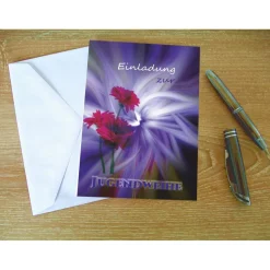 Klappkarte, Einladung,  zur Jugendweihe Format DIN 6 hoch