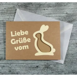 Klappkarte **Hase1** von ZWEIFARBIG mit Kuvert Geldgeschenk Ostern Geschenkkarte Kraftpapier Osterhase