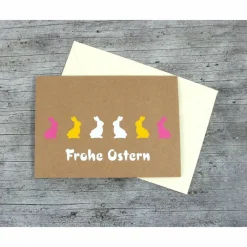 Klappkarte **Hasen** von ZWEIFARBIG Kraftpapier Grußkarte Ostern Ostergrüße Kraftpapierkarte Osterkarte Osterwünsche Frohe Ostern