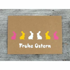 Klappkarte **Hasen** von ZWEIFARBIG Kraftpapier Grußkarte Ostern Ostergrüße Kraftpapierkarte Osterkarte Osterwünsche Frohe Ostern