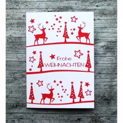 Klappkarte **Hirsche rot** von ZWEIFARBIG Weihnachtswünsche Frohe Weihnachten Grußkarte Weihnachtskarte