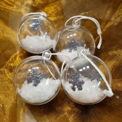 Klare Weihnachtskugeln befüllt, 4 Stück