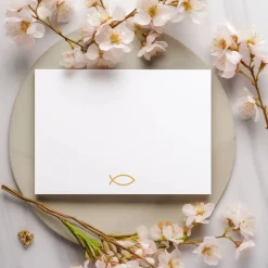 Klassische Konfirmationseinladungen mit Blätterkranz, Einladung zur Konfirmation, christliche Konfirmationskarte