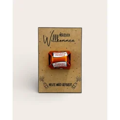 Kleine Aufmerksamkeit - Gastgeschenk mit Ferrero Küsschen – Kraftpapier Kärtchen 8,5x5,5 cm – Tischdeko für deine Feier