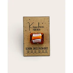 Kleine Aufmerksamkeit - Gastgeschenk mit Ferrero Küsschen – Kraftpapier Kärtchen 8,5x5,5 cm – Tischdeko für deine Feier