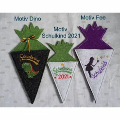 Kleine bestickte Schultüte aus Wollfilz *individuell nach Wunsch angefertigt