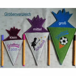 Kleine bestickte Schultüte "Fee" aus Wollfilz in drei Größen *individuell nach Wunsch angefertigt