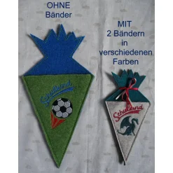 Kleine bestickte Schultüte "Drache" aus Wollfilz in drei Größen *individuell nach Wunsch angefertigt