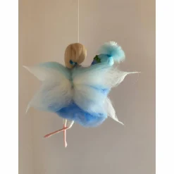 kleine blaue Schultütenfee, Filzfee, Waldorfinspirierte Filzelfe mit Schultüte, Filzfee aus Märchenwolle, Ooakdoll, Filz
