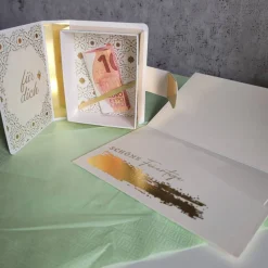 Kleine Buch-Box als Geldgeschenk, Gutscheingeschenk zu Weihnachten mit passender Glückwunschkarte,besondere Geschenkidee