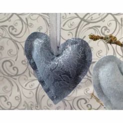 kleine Herzchen Stoff grau silber
