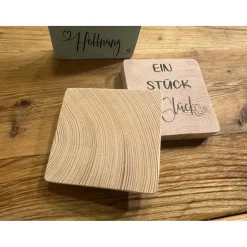 Kleine Holzdeko mit Spruch – Glück verschenken | Holzquadrat mit Wunschtext | Handgemachtes Geschenk