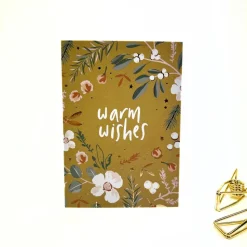 Kleine Karte WEIHNACHTSBLUMEN Geschenkkarte A7 bedruckte hochwertige Karten mit Goldeffekt OCKER