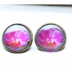 kleine Ohrstecker 8mm Cabochon bronze in mit eigenen Bild personalisiert