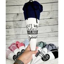 kleine Schultüte 5. Klasse Oberstufe weiterführende Schule aus Musselinstoff 35 cm