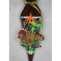 Kleine Schultüte Dinosaurier „Zera“ mit Vulkan 41 cm    5-eckig