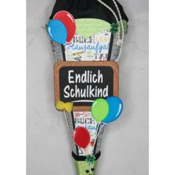 Kleine Schultüte „Endlich Schulkind“ 41 cm 5-eckig Farbvarianten