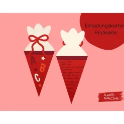 Kleine Schultüte 6er Bastelset Einladungskarte | Einladung Schulanfang | Einladungskarte Schulanfang