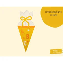Kleine Schultüte 6er Bastelset Einladungskarte | Einladung Schulanfang | Einladungskarte Schulanfang
