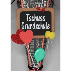 Kleine Schultüte „Tschüss Grundschule“ 41 cm 5-eckig Farbvarianten